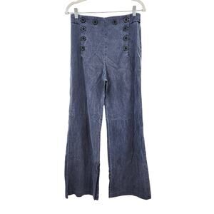 Free People Cotton Sailor Style Wide Leg Pants Size‎ 2 Dark Grey Black